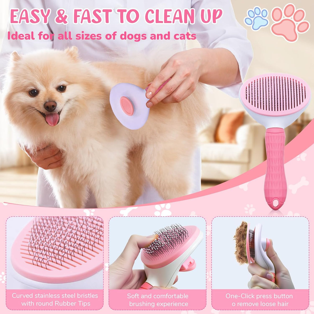 Dog Grooming Kit for Shedding, Bath Gloves - 8 PACK / Pink - image 2