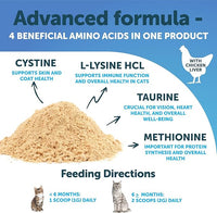L-Lysine for Cats - Lysine Powder Supplement - 900mg/serving - Immune Support for Cats & Kittens - Sneezing, Runny Nose, Squinting, Watery Eyes, Cold, Eye Function, Respiratory Health - with Taurine