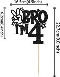 1 PCS Brother I'm 7 Cake Topper Glitter Star Happy 7th Birthday Cake - Black 4th - image 2