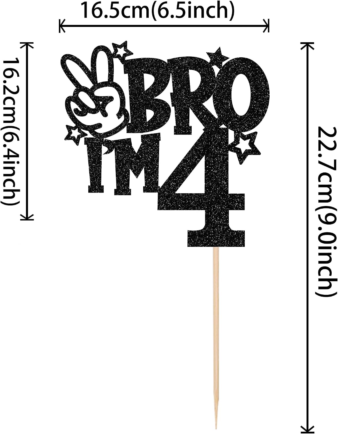 1 PCS Brother I'm 7 Cake Topper Glitter Star Happy 7th Birthday Cake - Black 4th - image 2