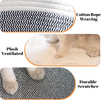 Handwoven Cat Basket Bed Cooling for Indoor Cat with Cushion – Essentials for Cats - Grey - image 4