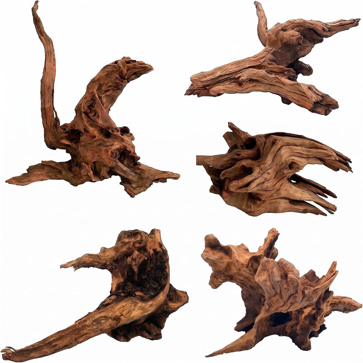 Aquarium Driftwood 3PCS Natural Trunk Driftwood Assorted Branches - Mopani driftwood 3.5-7in 5PCS