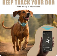 Airtag Dog Collar - Leather Dog Collar with Airtag Holder| IP68 Waterproof AirTag Holder with Metal Buckle, Comfortable GPS Dog Collars Tracker for Medium Large Dogs (Champagne Gold, L)