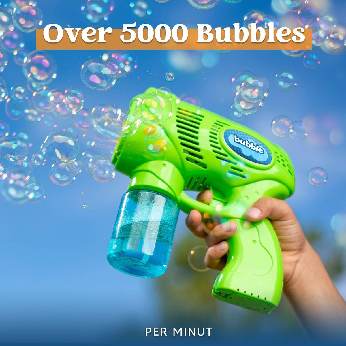 JOYIN 2 Kids Bubble Gun with 2 Bottles Refill Solution - Blue+green - image 2