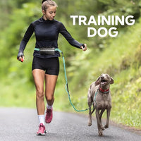 Hands Free Dog Leash, Retractable Bungee with Double Padded Handles, Waist Leash for Dog Walking, Heavy Duty Dog Leash for Medium & Large Dog, Dog Walking Accessories, Green