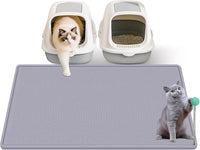 Silicone Cat Litter Mat with Toy, Waterproof - Grey