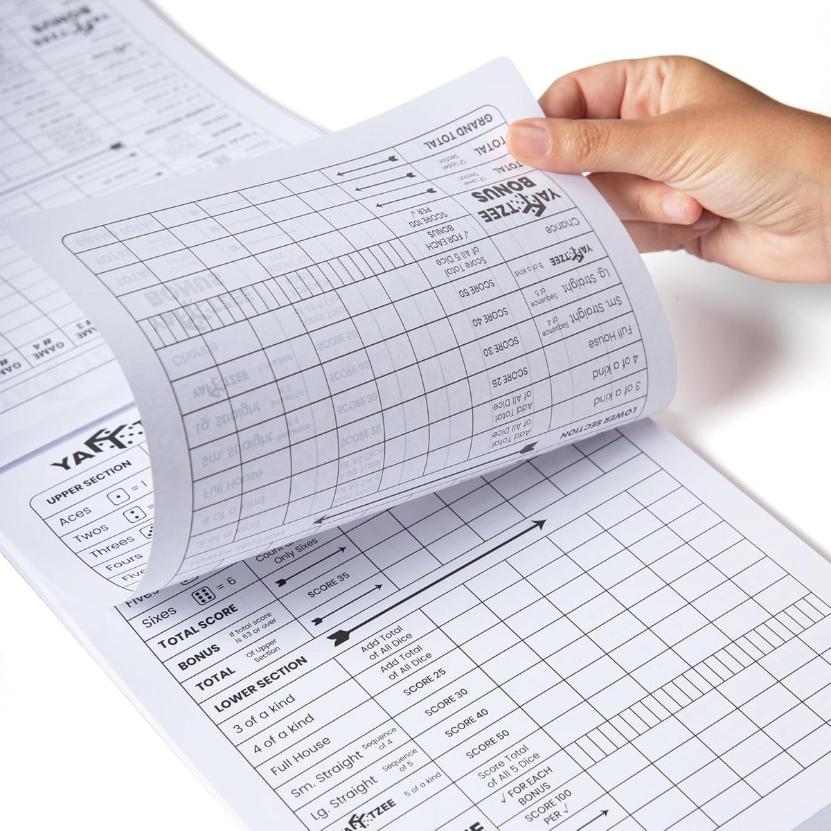 Perforated Yahtzee Score Pads: 120 Easy Tear Off Score Sheets - 6x9" - 120 Pages (2-Pack) - image 3