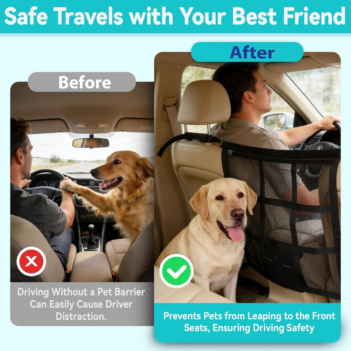 Dog Car Barrier, 9-Grid Reinforced - image 2