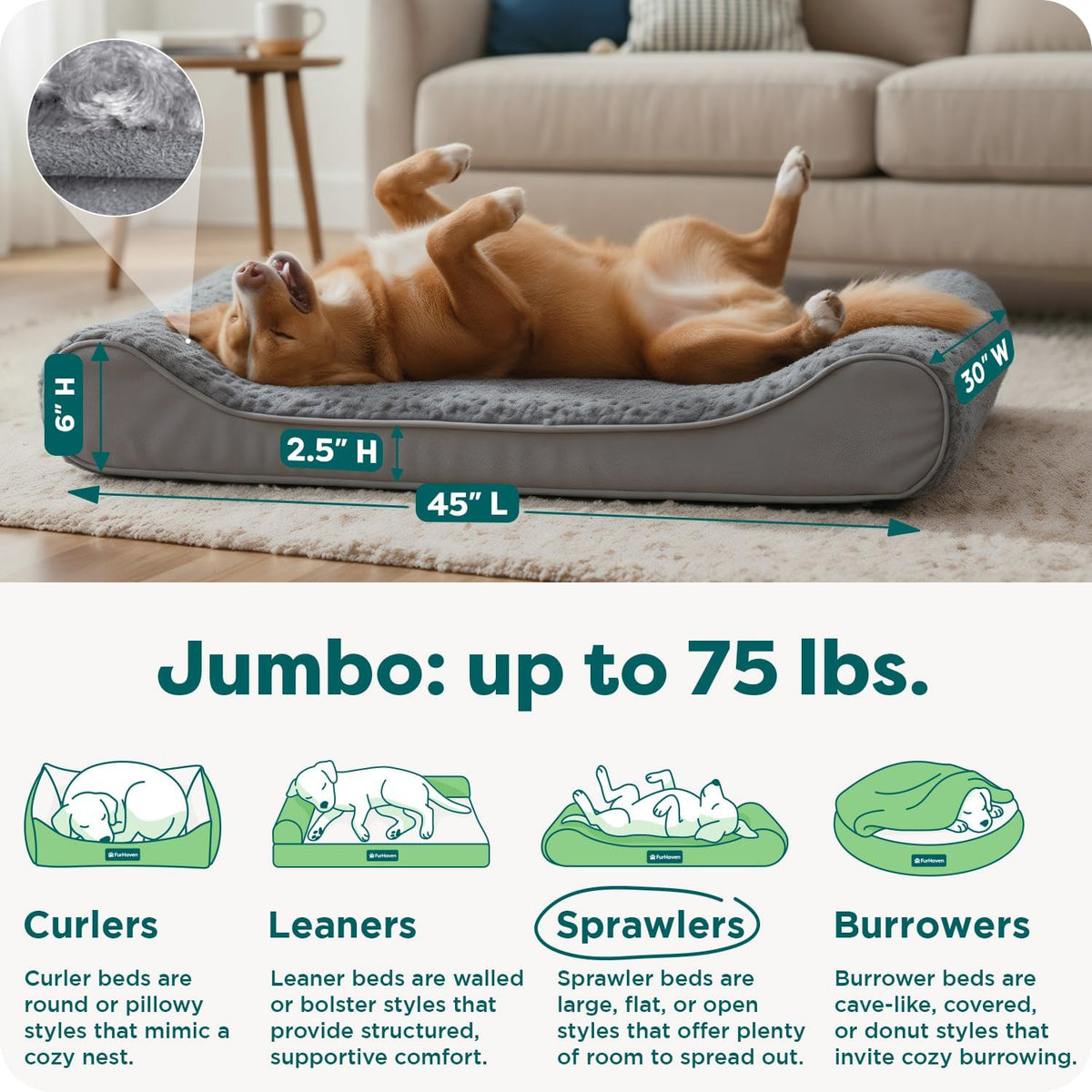 FurHaven Orthopedic Dog Bed for Large Dogs - Jumbo/XL / Gray - image 3