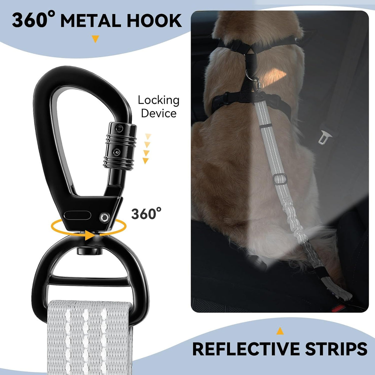 Pawaboo 2Pack Dog Car Seatbelt - Gray+Gray - image 2