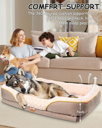 Washable Orthopedic Dog Bed for Large Dogs, Waterproof Dog Bed with Bolster, Big Couch Sofa Dogs Beds with Removable Cover & Non-Slip Bottom