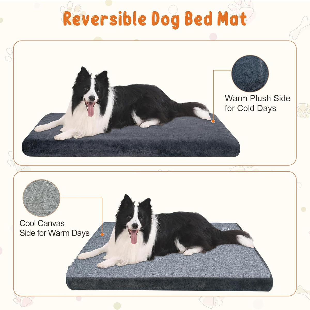 EMPSIGN Dog Bed Mat Crate Pad Mattress, Ultra Soft Pet Kennel - Grey / L(35"*22"*3") - image 4