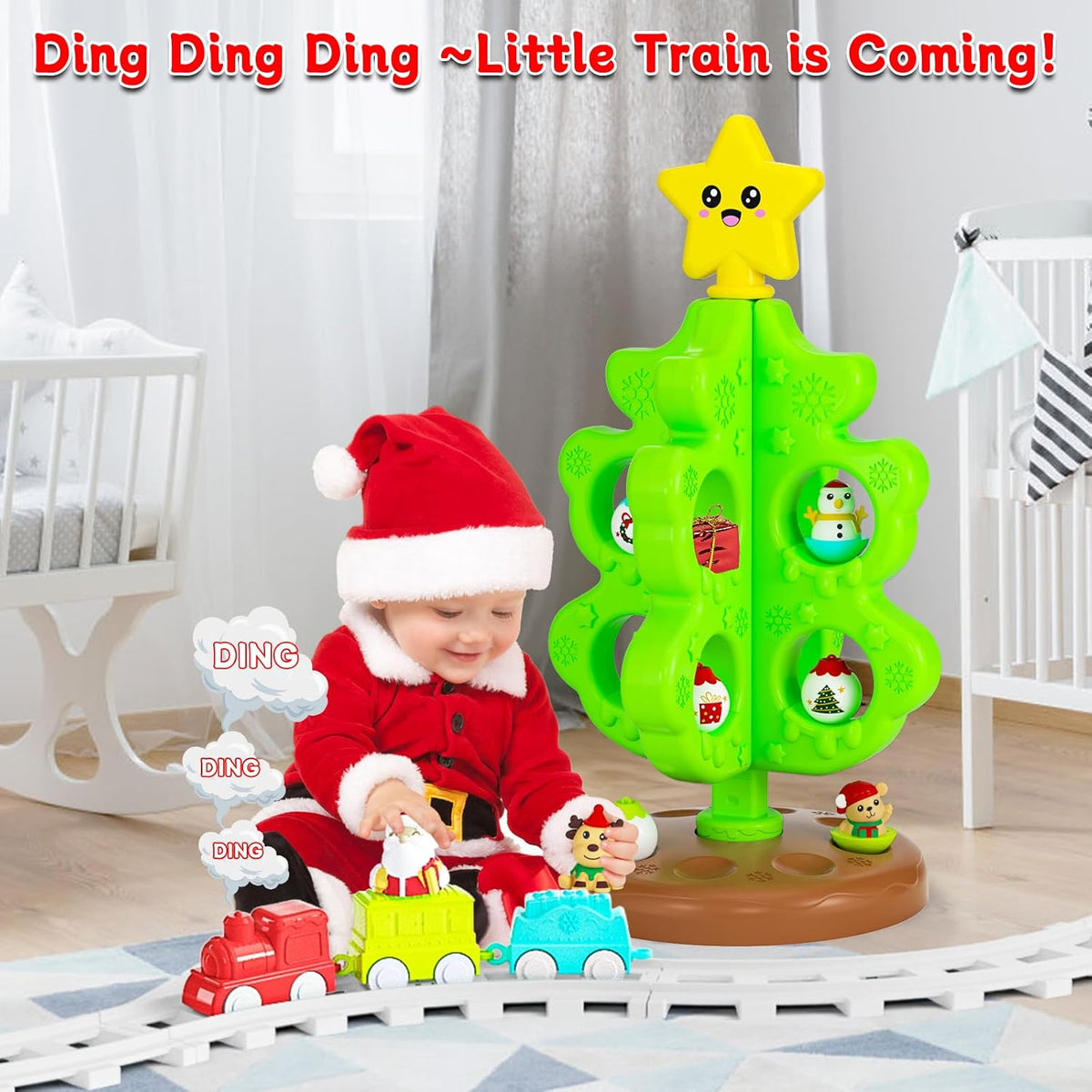 Surelect my first Christmas tree toy for little kids with train, tumblers and finger puppets - view 11