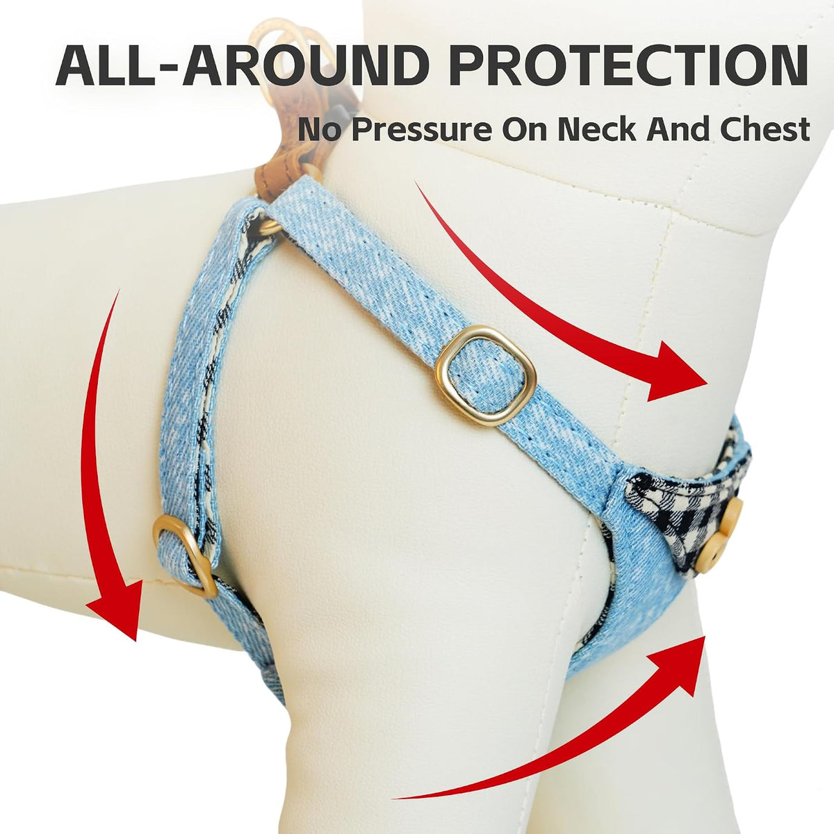 Puppytie XS Dog Harness and Leash Set, Denim Brown, XS – Essentials for Dogs - checked-black / XS(4.5-11lb) - image 4