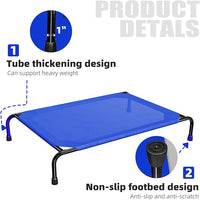 Simple Trending Raised Dog Bed for Large Dogs, Waterproof XL Dog Cot, Outdoor Cooling Elevated Pet Bed Load 200lb, 47.75" x 30.5", Blue