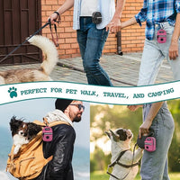 PetAmi Dog Poop Bag Holder For Leash, Dog Pet Waste Bag Dispenser For Poop With Clip For Doggie Puppy Walking Accessories Travel Camping, Dog Treat Pouch Supplies Must Have With Doggy Bag Roll, Pink