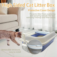 Collapsible Kitten Litter Box, Open Small Cat Litter Box with High Side Shallow Kitten Litter Pan Anti-Splashing Waterproof Low Entry Travel Litter Pan with Falling Sand Pedal