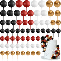 75 Pieces Cake Balls Topper Decorations Foam Cupcake Topper Mini - Black, Red, Gold, White