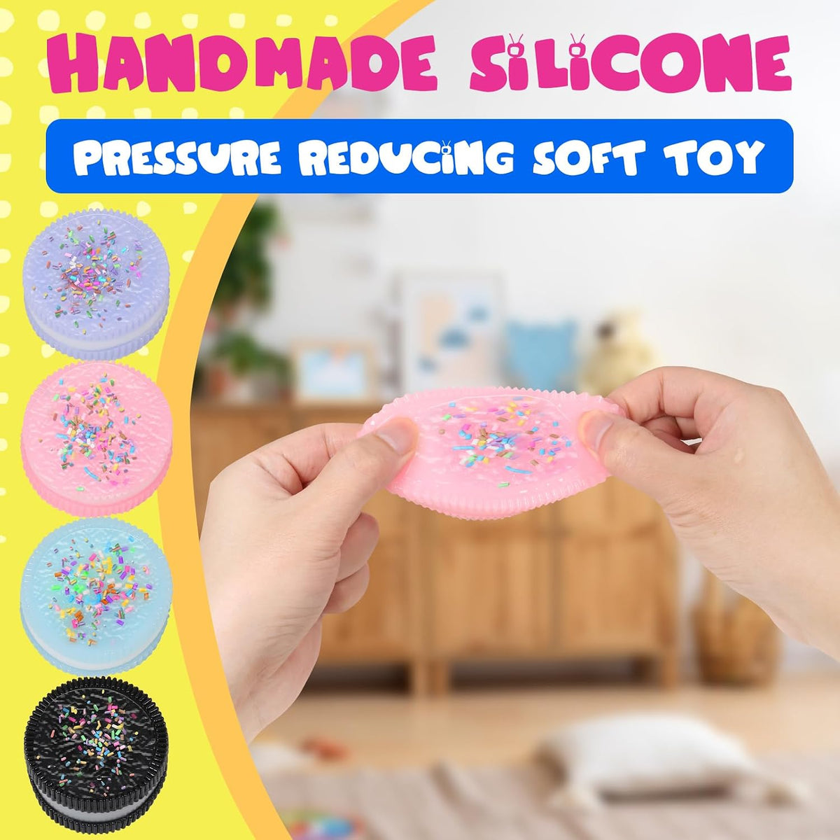3pcs Squishy Textured Stress Balls Silky Fidget Toys - 2pcs-cookie - image 2