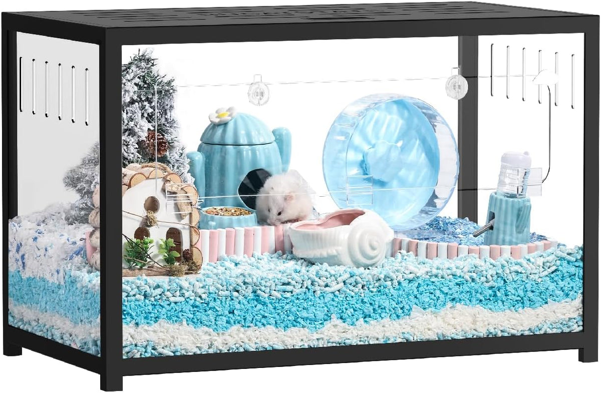 BUCATSTATE Hamster Cage 2.0, Large Hamster Enclosure – Essentials for Small Pets - 31.4"L x 17.6"W x 20.6"H / Black