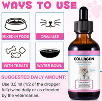 Collagen for Cats, Daily Liquid Collagen Drops for Cats with Allergies, Biotin, Vitamin C and Hyaluronic Acid, Improves Mobility Skin and Coat Health, Itch Relief for Cat, Salmon Flavor, 60ML