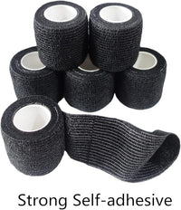 6 Pack 2" x 5 Yards Self Adhesive Bandage Wrap Breathable Cohesive Vet Wrap for Pets, Elastic Self-Adherent Tape for Sports, Wrist, Ankle (Black)