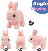 Hopearl Walking Gray Tabby Cat Interactive Electronic Pet Plush Kitty - Bunny-Pink - image 3