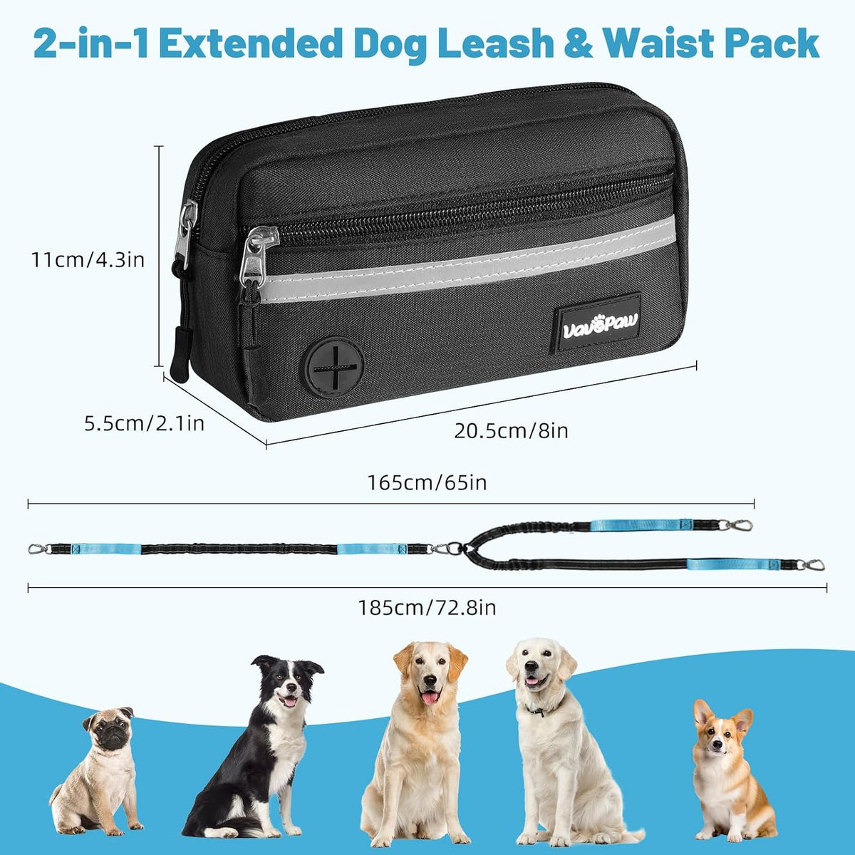 Hands Free Dog Leash with Pouch, Waist Leash, Dog Walking - image 2