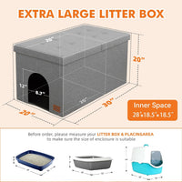 Zerbuger Cat Litter Box Enclosure Furniture for Odor Control – Essentials for Cats - Light Grey / X-Large - image 2