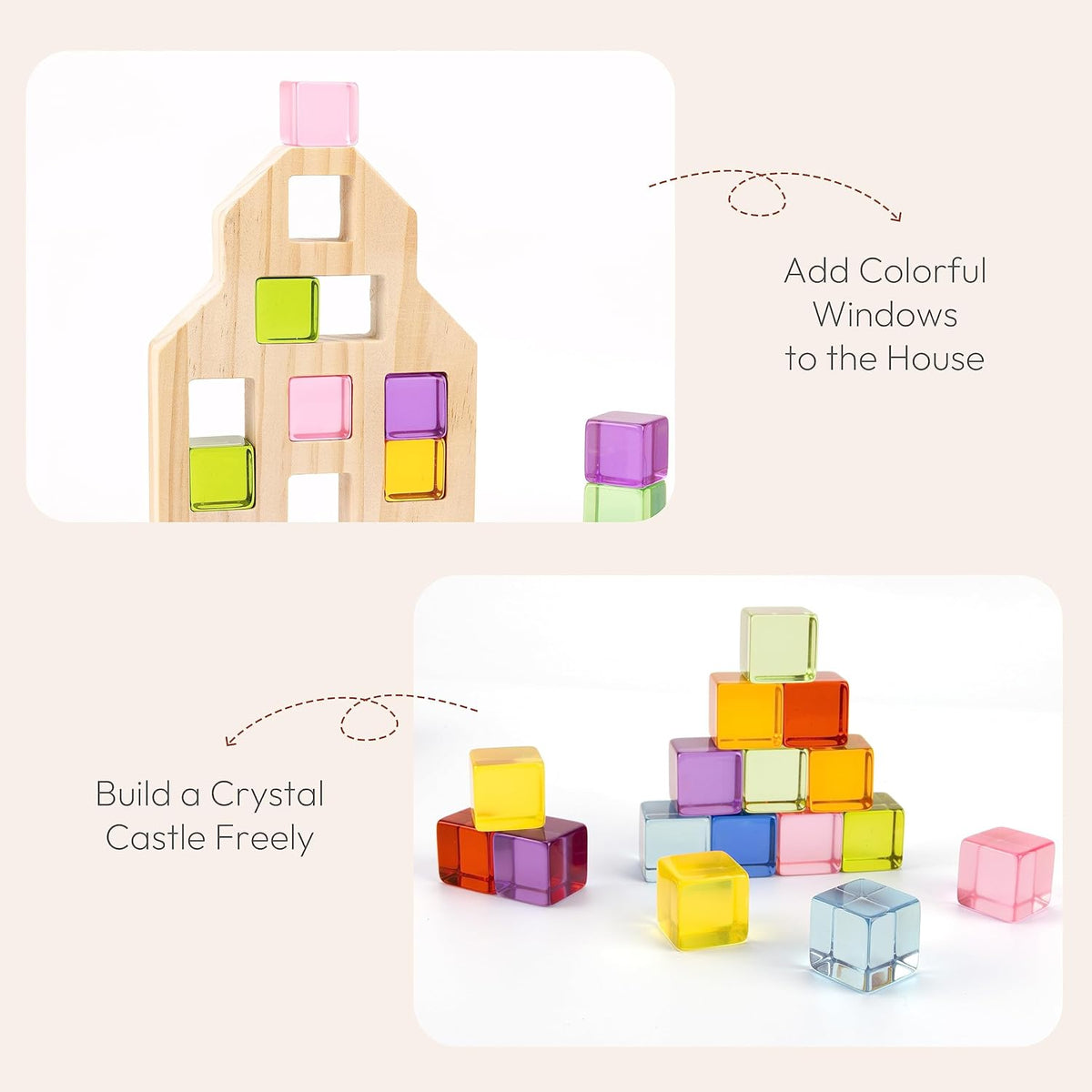 Woodtoe 24 PCS Rainbow Blocks Set - 36 PCS Rainbow Blocks Set - image 3
