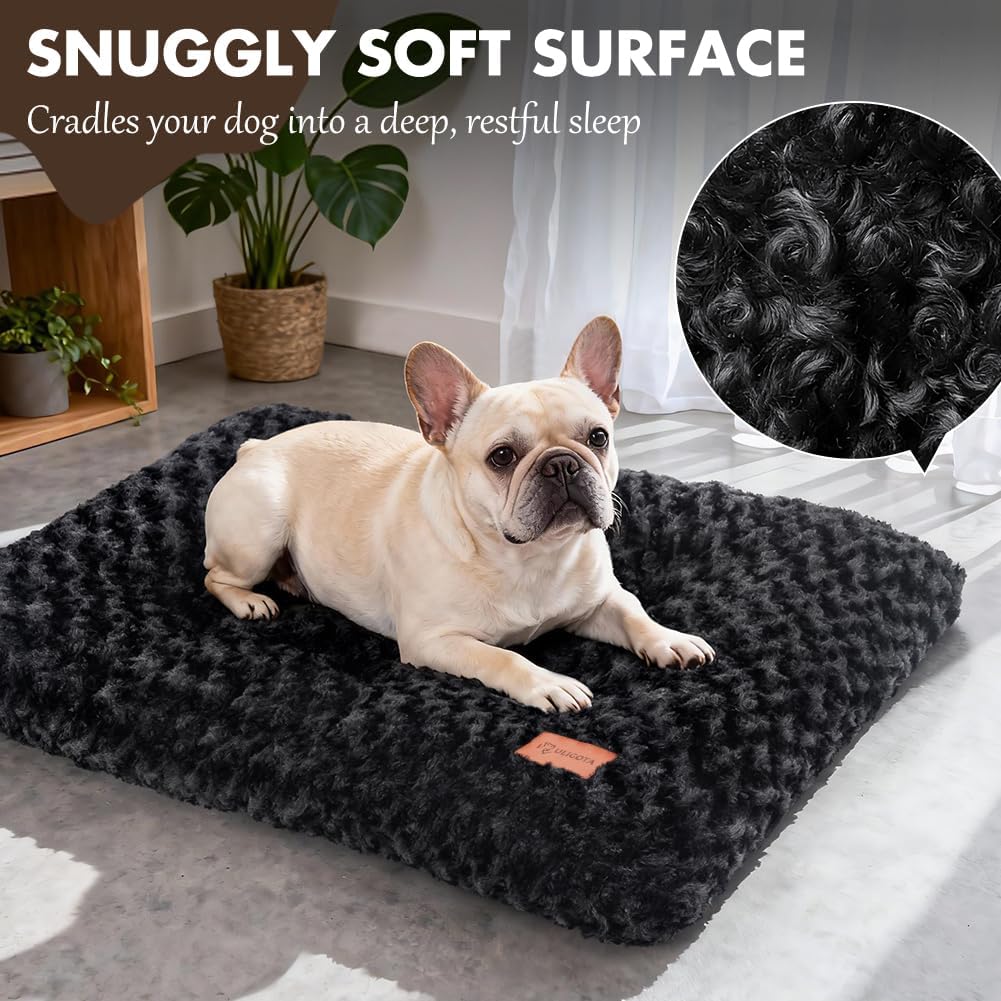 Dog Bed Crate Pad for Small Dogs 24"x18" Coffee – Essentials for Dogs - Large 36"x24" / Rosette Pattern Black - image 2
