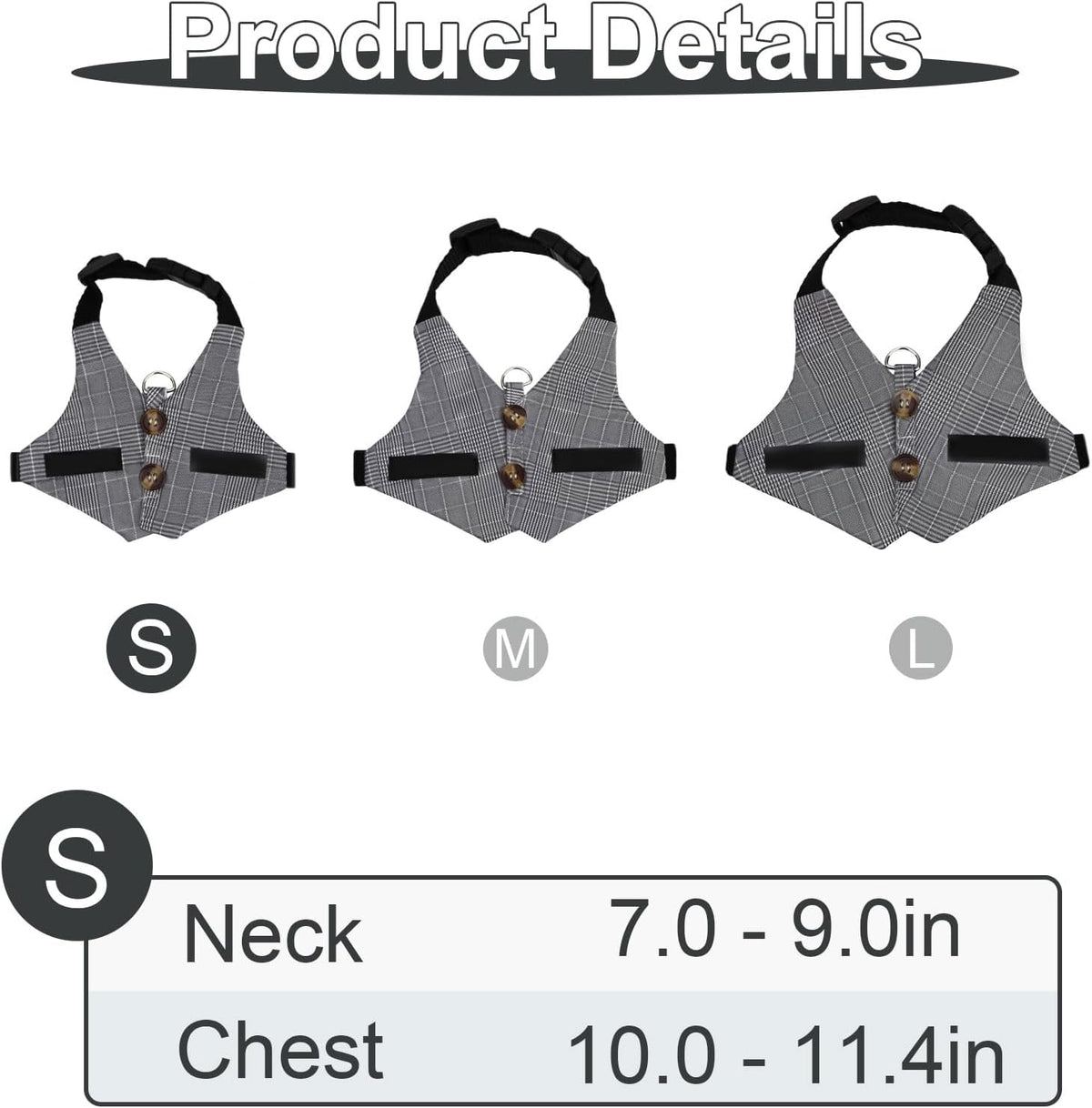 Hypeety adjustable rabbit vest harness and leash set with button decorations - view 2