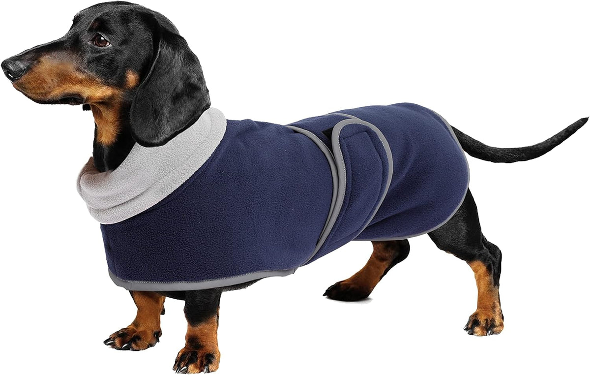 Dachshund Sweaters, Dachshund Coat Perfect Dog Winter Coat with Padded Fleece Lining - X-Small / Navy