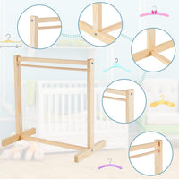 1 Set Doll Garment Rack with 10 Pcs Hangers Clothes Organizer - Wood, White / 22 - image 2