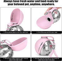 Portable Dog Water Bottle - Pink Bow Print - image 3