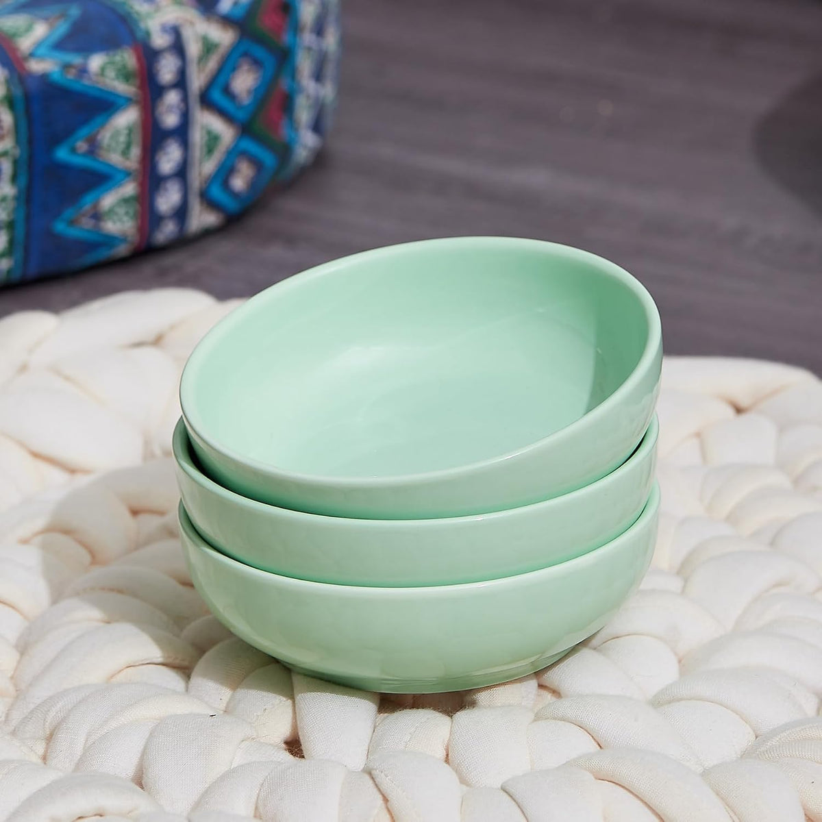 Ceramic Cat Bowls, Howise Pet Bowl Cat Dishes for Food and Water - Green - image 2