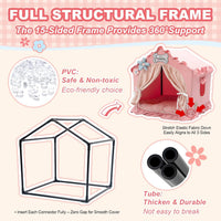 Indoor Dog House with Frame, Cute Dog Tent Bed with Cover Cave - Medium ( 17" × 17" × 17" ) / Pink - image 3