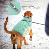 Dog Cold Weather Coats Reflective Dog Warm Jacket with Harness – Essentials for Dogs - Mint Green / S(chest:17in) - image 3
