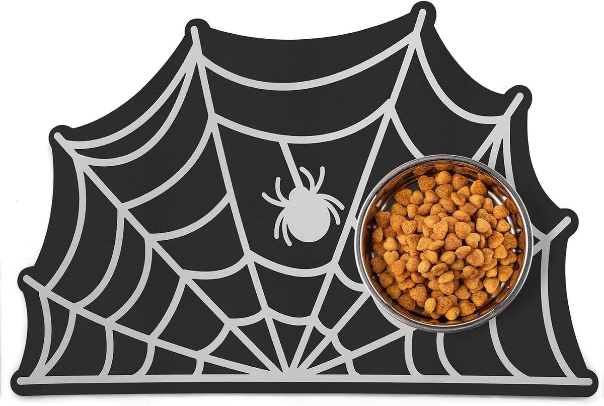 Pet Mats for Food and Water Dog Cat Food Mats Pet Feeding Mat - Spider Web