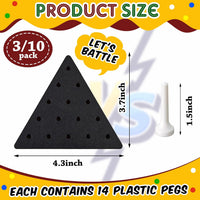 Zhanmai 3 Sets Wooden Triangle Peg Travel Game - White Peg Black Board / 10 - image 2