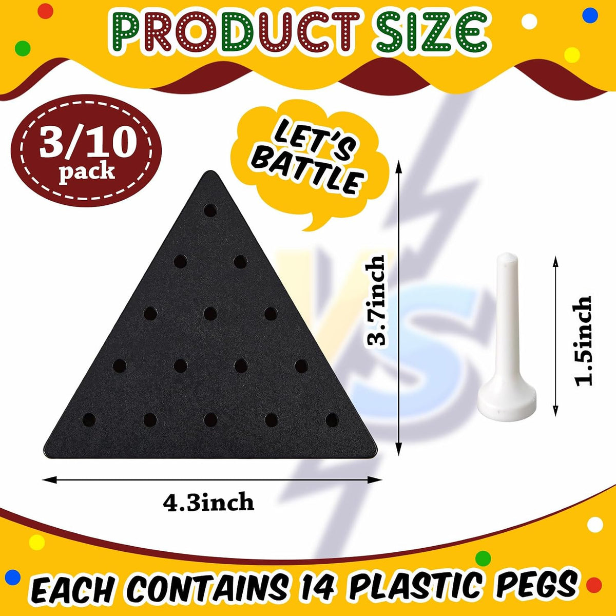 Zhanmai 3 Sets Wooden Triangle Peg Travel Game - White Peg Black Board / 10 - image 2