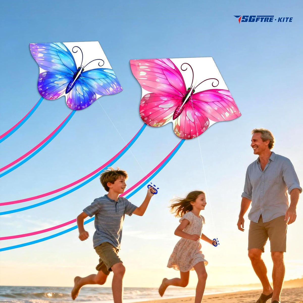 SGftre Colorful Butterfly Kite - Light Blue+Light Pink - image 4