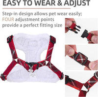 PUPTECK Dog Harness and Leash Set Small Sized - XS (9-13lbs, Chest 14"-16") / #3 Red(Plush Plaid) - image 3