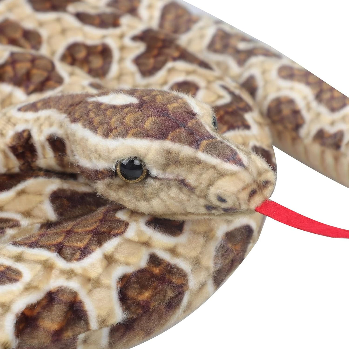 Clobeau 78 inch brown snake stuffed animal, lifelike coiled plush snake toy - view 8