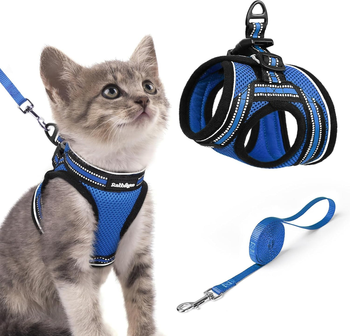 rabbitgoo Cat Harness and Leash Set, Step-in Soft Vest - S / Blue