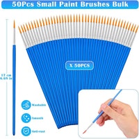 50 Pcs Flat Paint Brushes for Touch Up - 50Pcs Round Paint Brushes Bulk / 50 Count - image 3