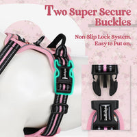 rabbitgoo Dog Harness, No Pull for Large Dogs with 2 Leash Clips - X-Large / Pink Rose - image 3