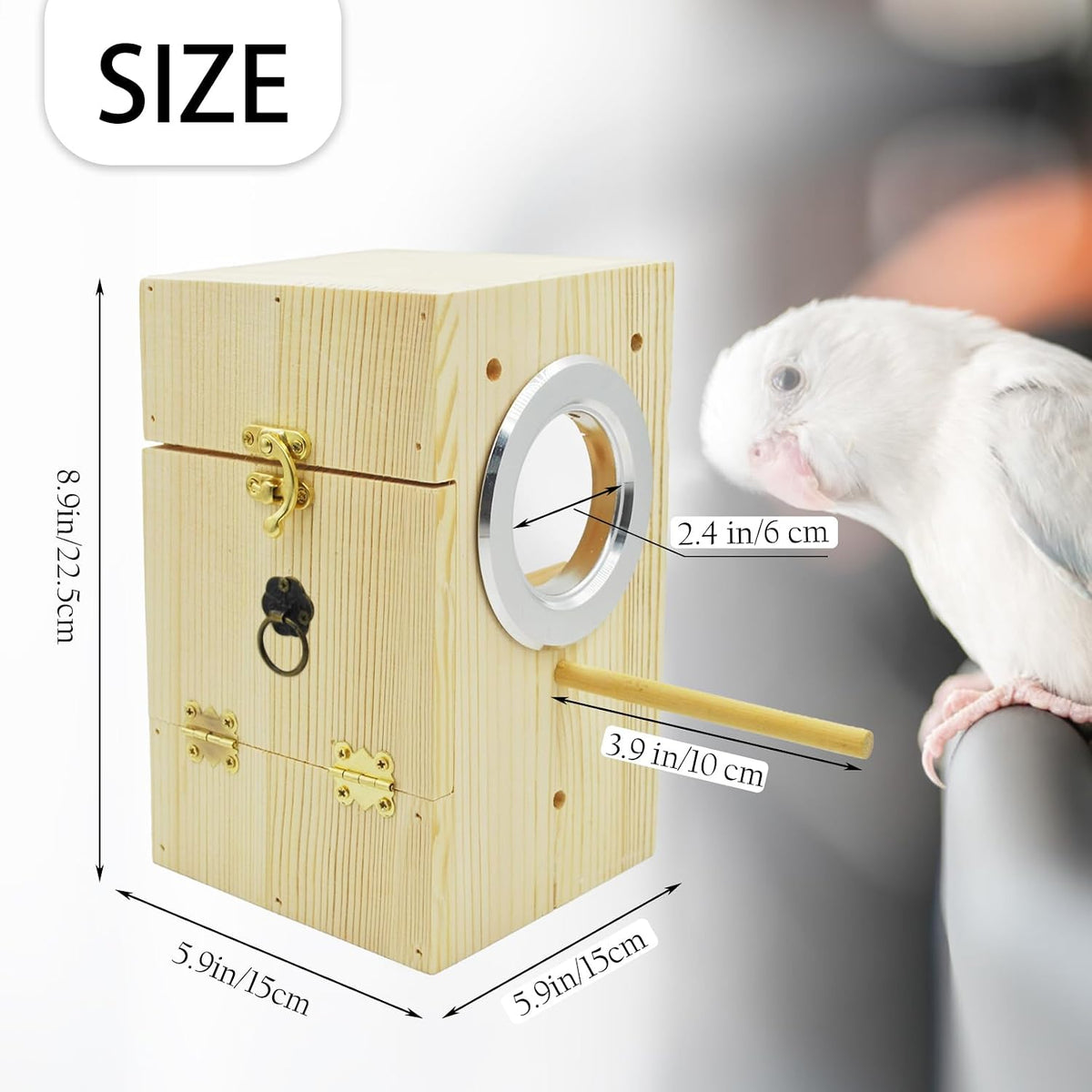 Parakeet Nesting Box Transparent Bird House Bird Nest Box for Cage - Wooden / [L:8.9 x 5.9 x 5.9 lnches] - image 3