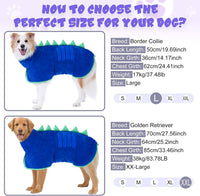 Super Absorbent Dog Bathrobe - Blue, Green edging / Medium - image 3