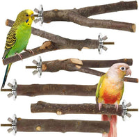 8 Pack Natural Wood Bird Perches for Cage, Wooden Parrot Perch – Essentials for Birds - Medium Size-6 Pack
